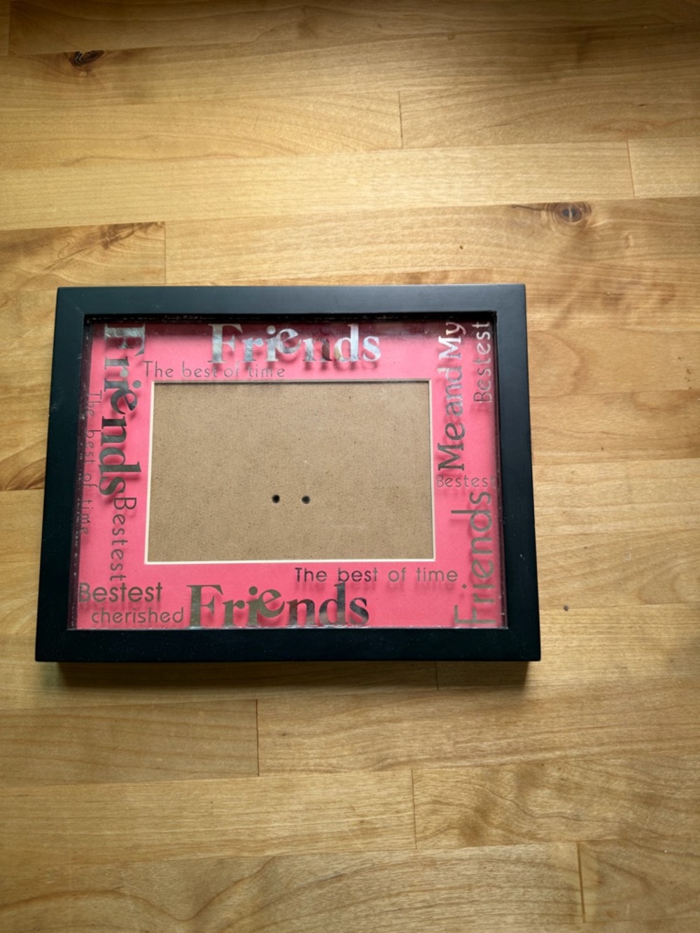 Black Frame Photo Frame with Pink 'Friends' Mat